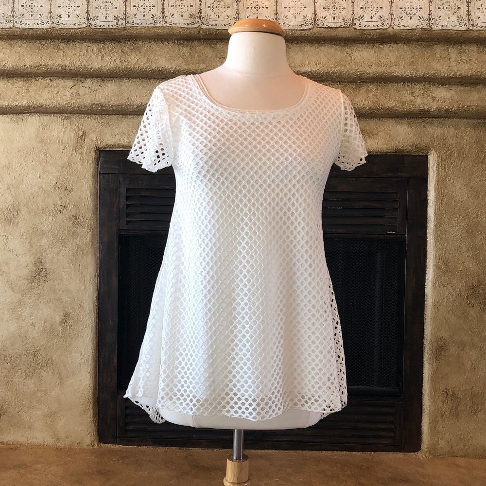 Rain - white mesh fish-net top NEW